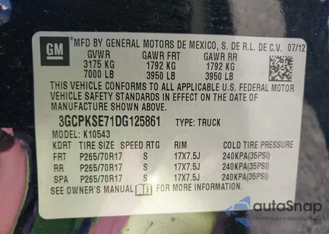 2013 Chevrolet Silverado 1500 Lt from USA, damaged, VIN 3GCPKSE71DG125861